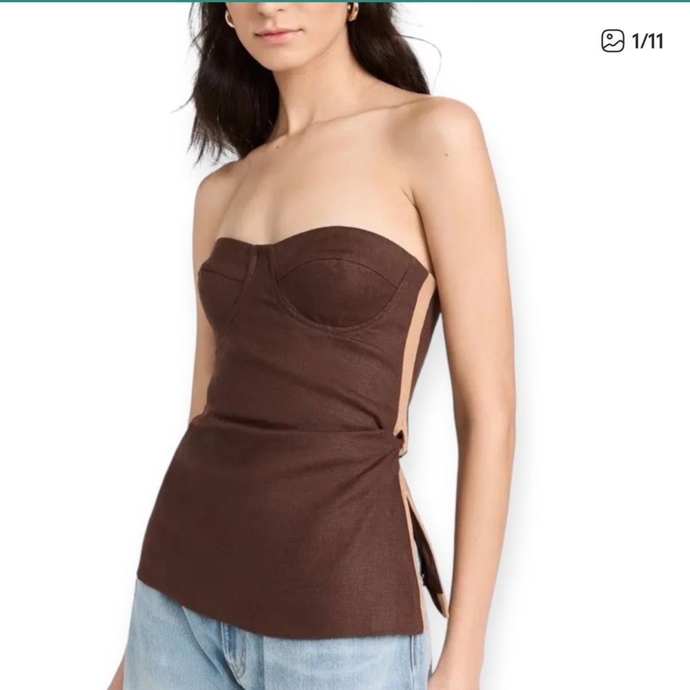SIR the label Brown Strapless Blouse